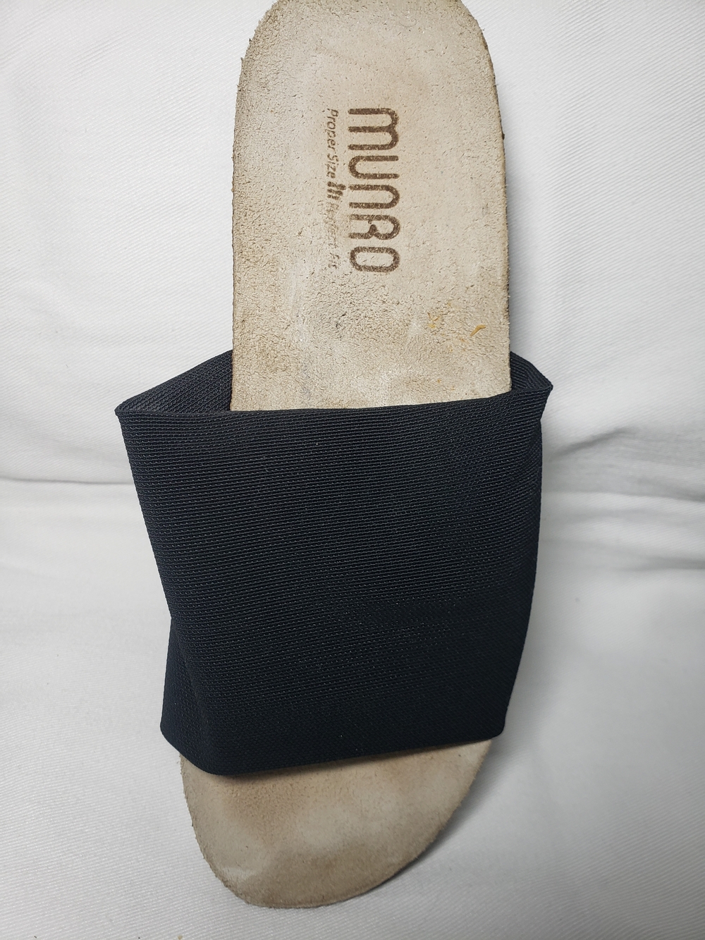 MUNRO Black Leather Strappy Elastic Comfort Low Wedge Sandals Women's Size 6 M - Picture 9 of 11